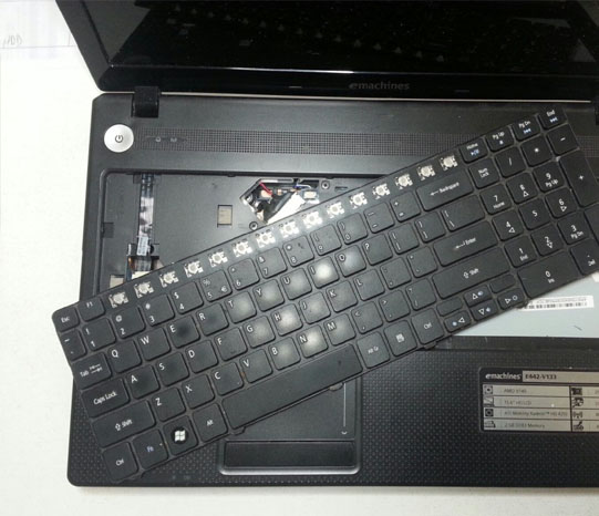 Laptop keyboard replacement in progress